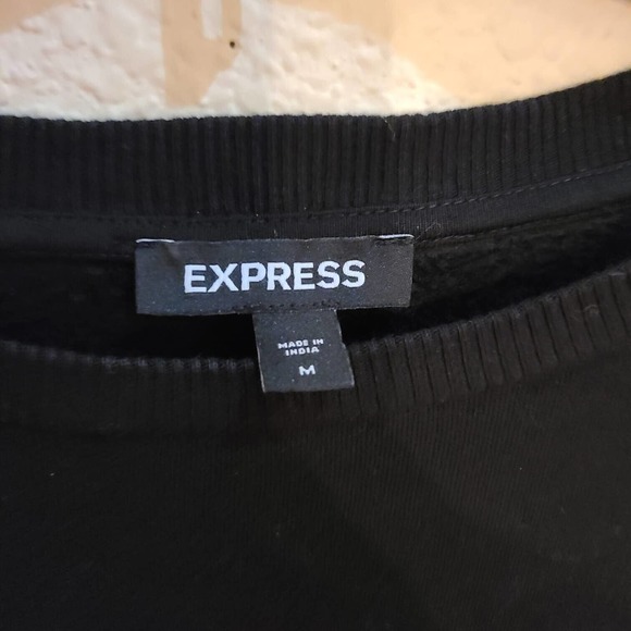 Express Black Pearl Embellished Long Sleeve Crew Neck Sweatshirt Size M - Picture 3 of 4